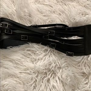 Faux leather buckle belt